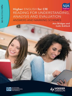 cover image of Reading for Understanding, Analysis and Evaluation - Answers and Marking Schemes